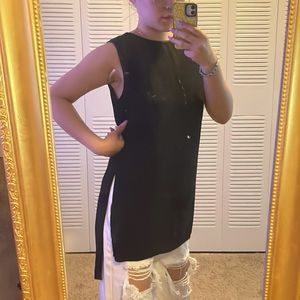 Black asymmetrical blouse zipper